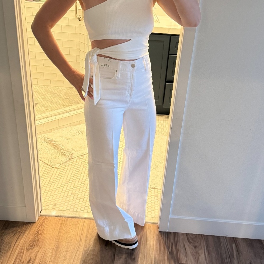 wide leg white denim trouser